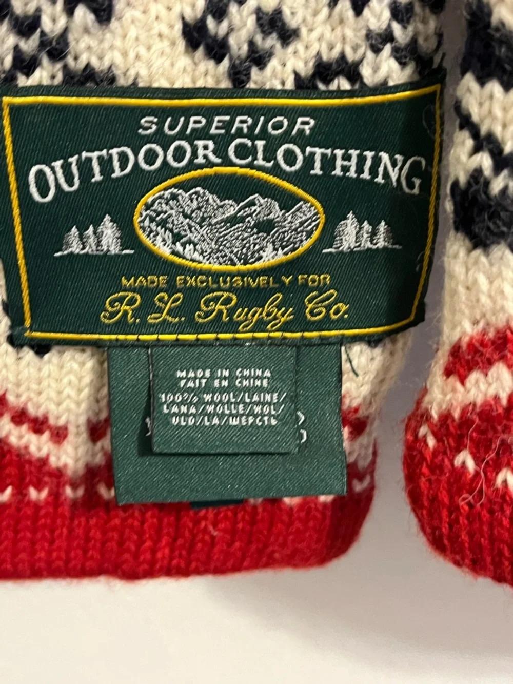 Vintage Rugby Ralph Lauren by Superior Outdoor Clothing Fair Isle Wool Scarf